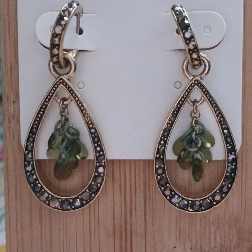 Monet Gold Tone Large Tear Drop Dangle Earrings